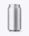 Metallic Aluminium Can with Drops Mockup - Front View