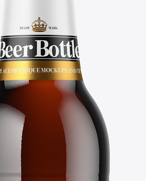 Dark Amber Glass Beer Bottle Mockup