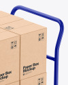 Warehouse Trolley With Kraft Boxes Mockup