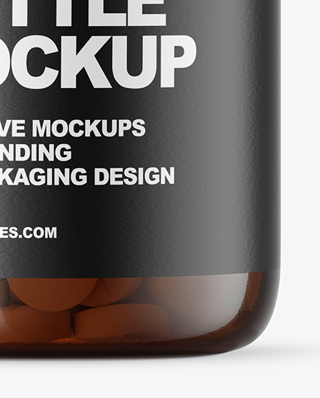 Amber Glass Pills Bottle Mockup