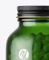 Green Glass Pills Bottle Mockup