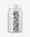 Clear Bottle with Metallized Pills Mockup