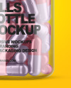 Clear Bottle with Metallized Pills Mockup