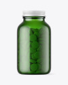 Green Glass Pills Bottle Mockup