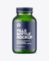 Green Glass Pills Bottle Mockup