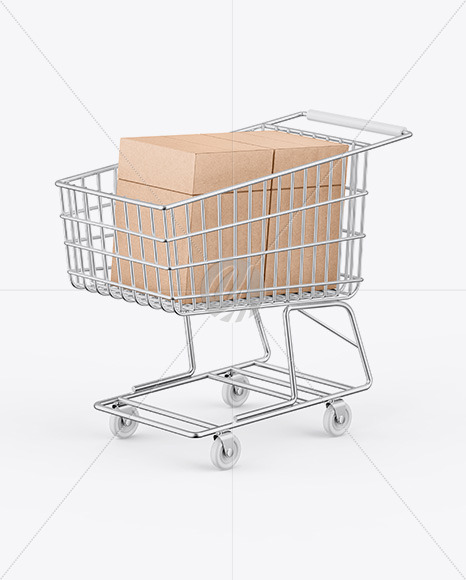 Shopping Cart W/ Kraft Boxes Mockup