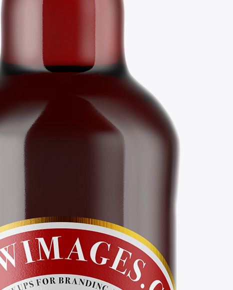 Clear Glass Bottle with Red Ale Mockup