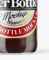 Clear Glass Bottle with Red Ale Mockup