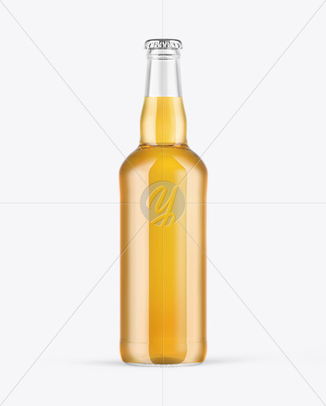 Clear Glass Lager Beer Bottle Mockup