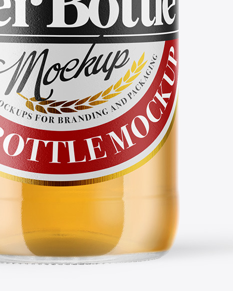 Clear Glass Lager Beer Bottle Mockup