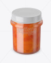 Glass Apricot Jam Jar Mockup (High-Angle Shot)