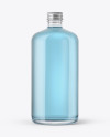 Clear Glass Bottle with Blue Liquid Mockup