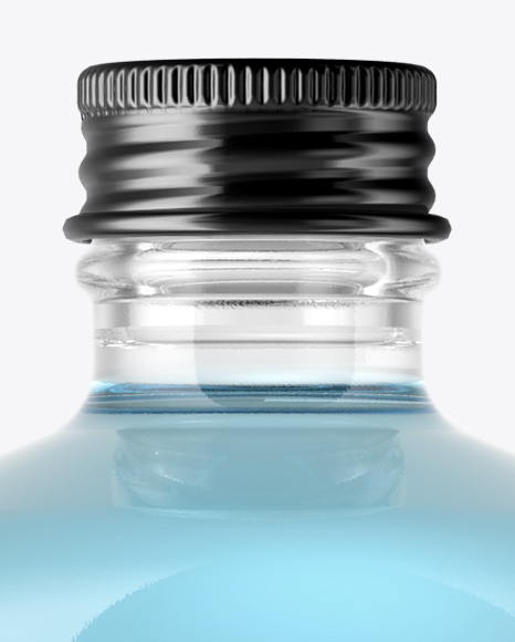 Clear Glass Bottle with Blue Liquid Mockup