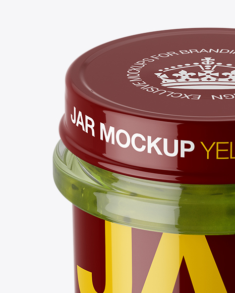 Glass Kiwi Jam Jar Mockup (High-Angle Shot)