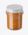 Glass Jar With Mango Jam Mockup (High-Angle Shot)