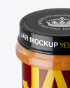 Glass Jar With Mango Jam Mockup (High-Angle Shot)