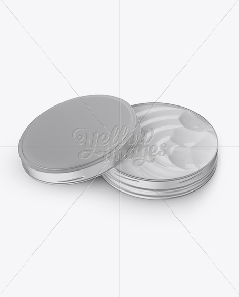 Open Matte Metallic Cosmetic Jar Mockup (High-Angle Shot)