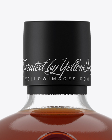 Clear Glass Bottle With Cognac Mockup