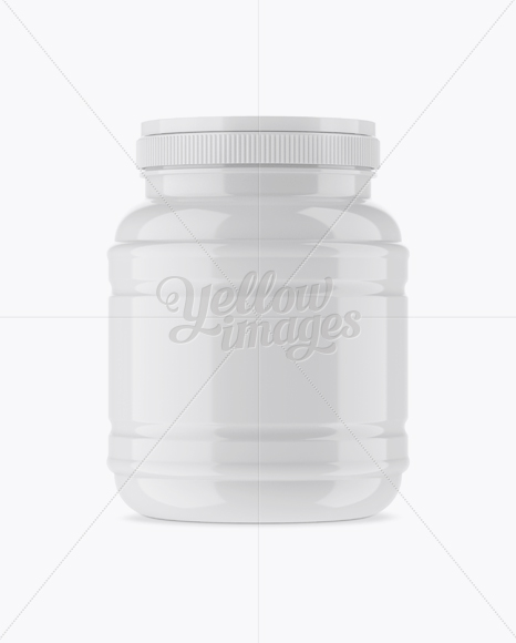 Glossy Plastic Jar Mockup - Front View