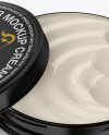 Open Metallic Cosmetic Jar Mockup (High-Angle Shot)