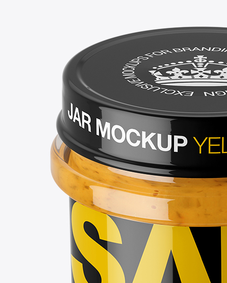 Mustard Glass Jar Mockup (High-Angle Shot)