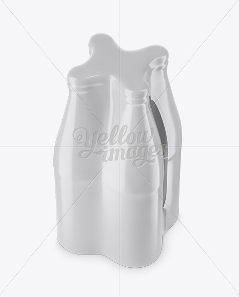 4 Bottles Pack Mockup - Halfside View (High-Angle Shot)