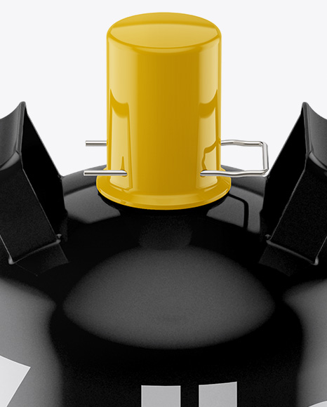 Glossy LP Gas Cylinder w/ Cap Mockup - Front View (High Angle)