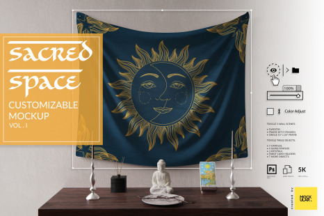 Sacred Space Mockup - Customizable Scene - Tapestry