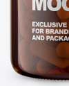 Amber Glass Bottle With Pills Mockup