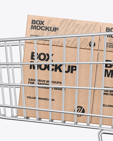 Shopping Cart W/ Kraft Boxes Mockup