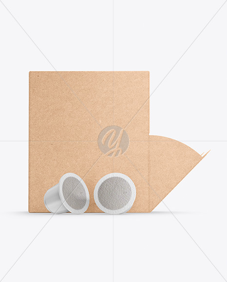 Kraft Box With Coffee Capsules Mockup