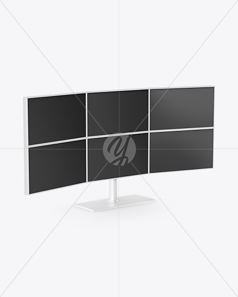 Glossy Multi Display Mockup - Half Side View