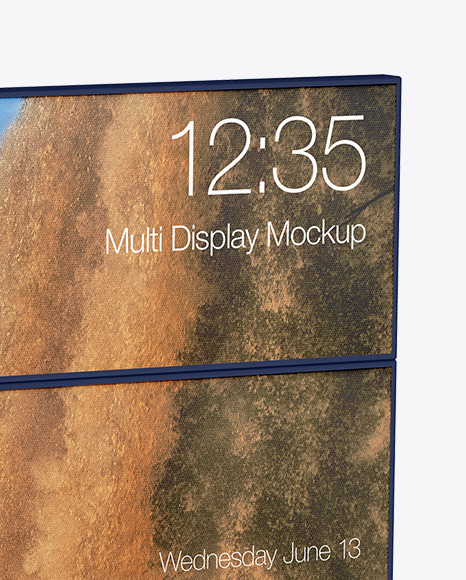 Glossy Multi Display Mockup - Half Side View