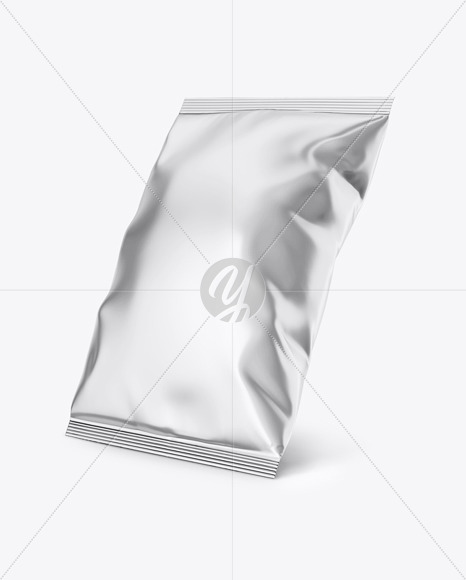 Metallic Snack Package Mockup - Half-Side View