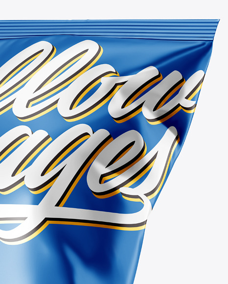 Metallic Snack Package Mockup - Half-Side View