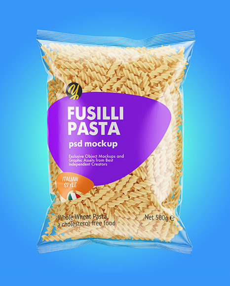 Plastic Bag With Fusilli Pasta