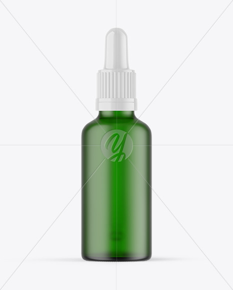 Frosted Green Glass Dropper Bottle Mockup