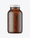 Frosted Amber Glass Pills Bottle Mockup