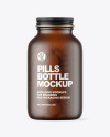 Frosted Amber Glass Pills Bottle Mockup