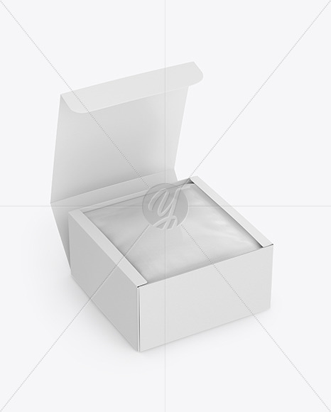 Paper Box with Glossy Sachet Mockup