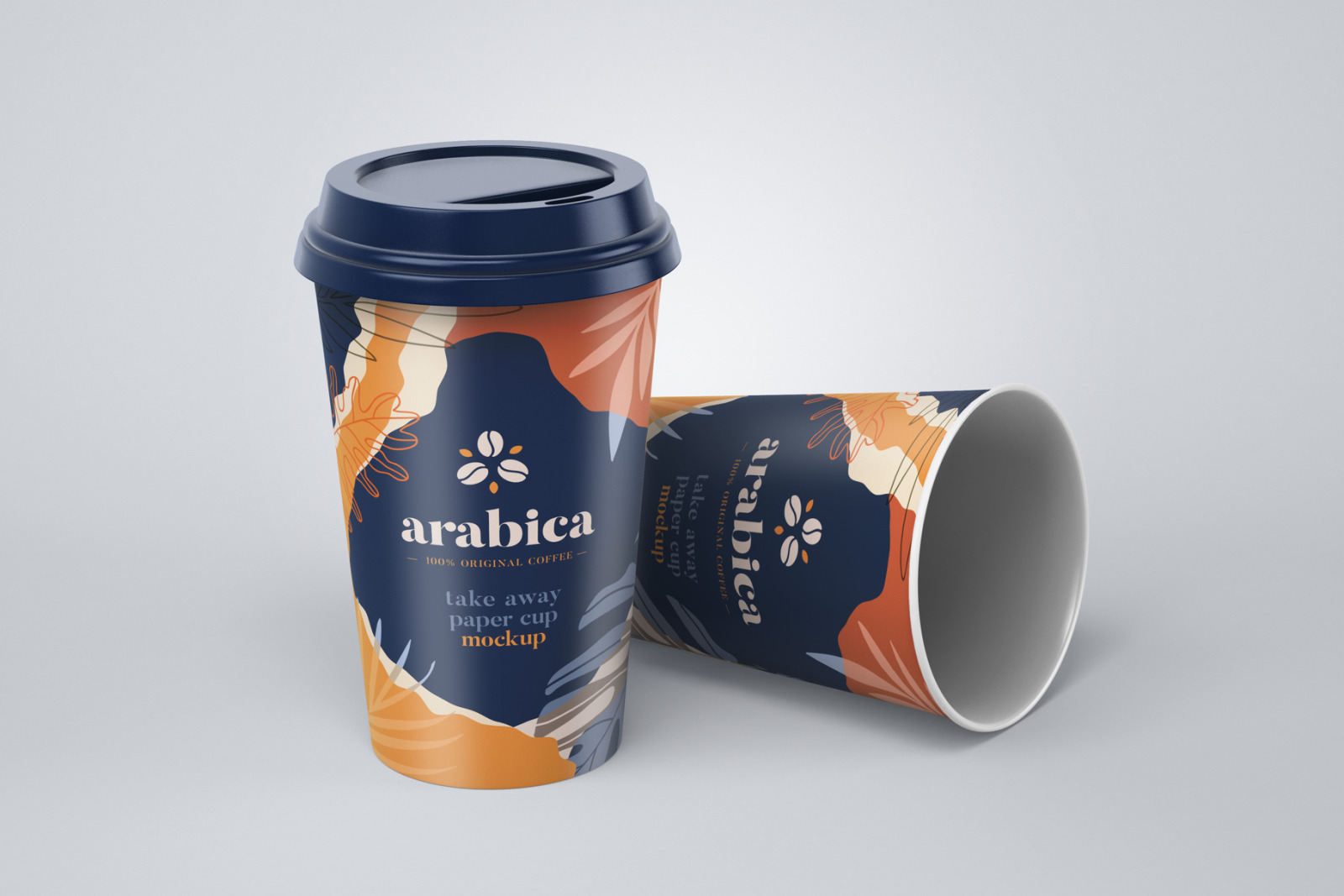 Take Away Paper Coffee Cup Mockup Set on Yellow Images Creative Store ...