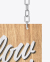 Wooden Sign w/ Metallic Chain Mockup