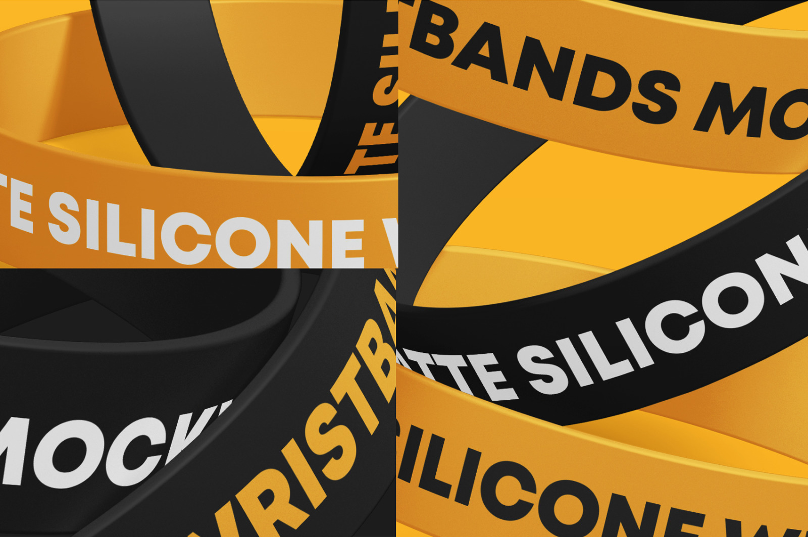 Matte Silicone Wristbands Mockup Set