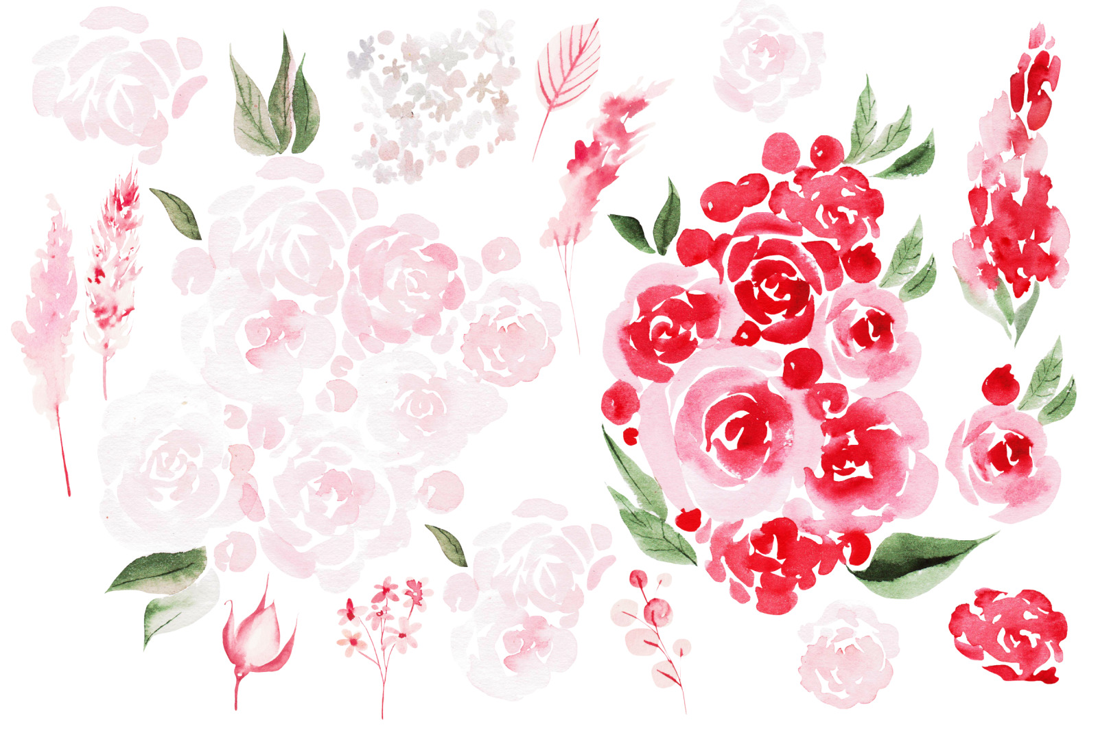 Watercolor PINK FLOWERS Watercolor PINK FLOWERS