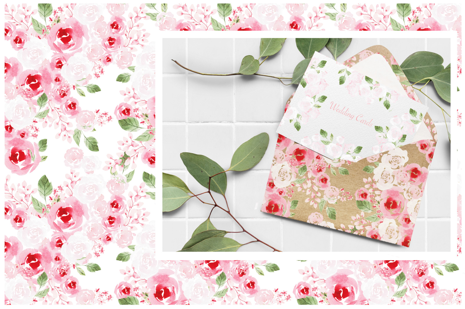Watercolor PINK FLOWERS Watercolor PINK FLOWERS