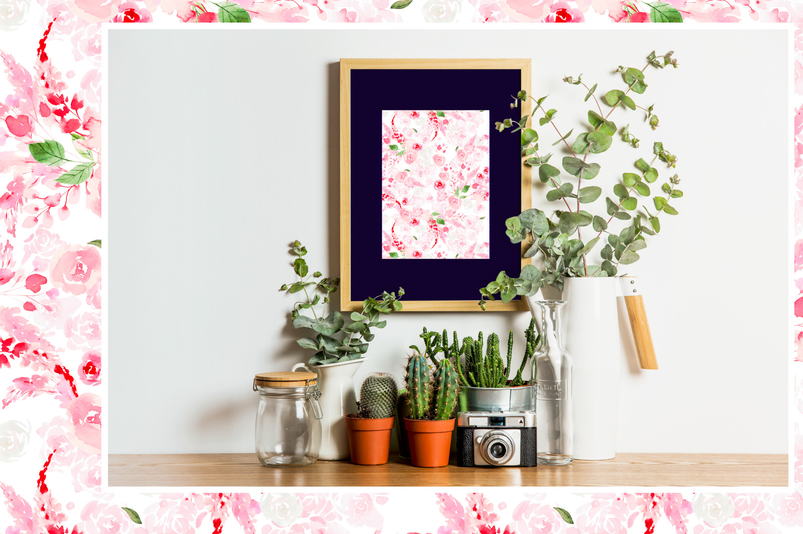 Watercolor PINK FLOWERS Watercolor PINK FLOWERS
