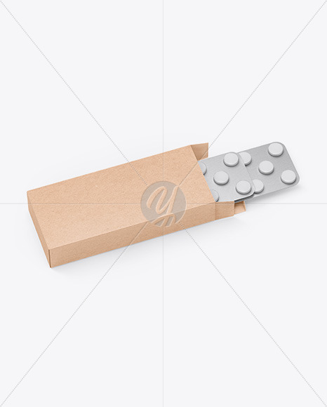 Kraft Box W/ Pills Mockup