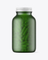 Frosted Green Glass Pills Bottle Mockup