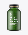 Frosted Green Glass Pills Bottle Mockup