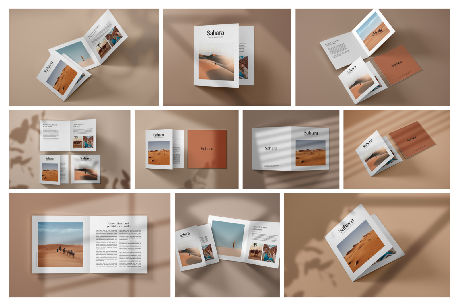 Square Bifold Flyer Mockup Set